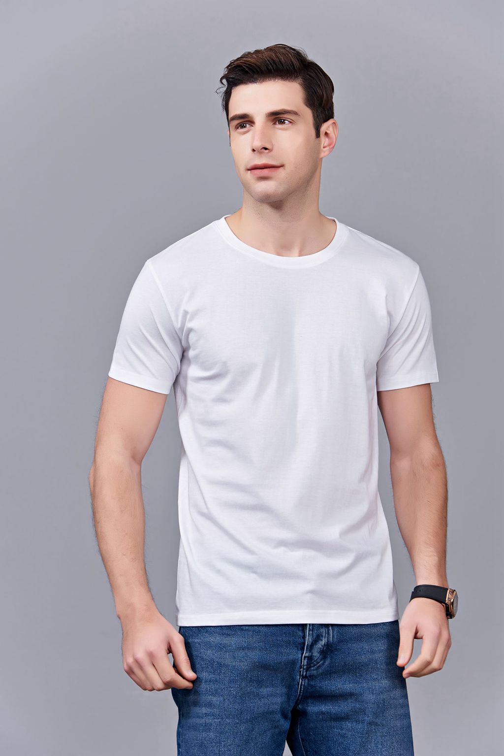 畢業(yè)創(chuàng)意校服班服文化衫定制加工LOGO繡秀印花款 澳大利亞棉200G長(zhǎng)短袖文化衫 男款白色