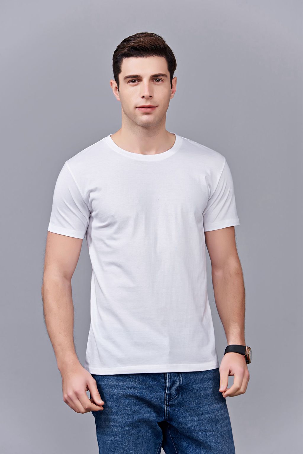 畢業(yè)創(chuàng)意校服班服文化衫定制加工LOGO繡秀印花款 澳大利亞棉200G長(zhǎng)短袖文化衫 男款白色