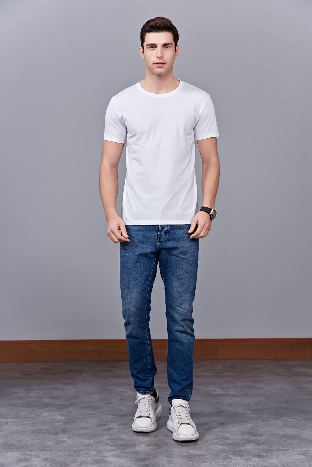 畢業(yè)創(chuàng)意校服班服文化衫定制加工LOGO繡秀印花款 澳大利亞棉200G長(zhǎng)短袖文化衫 男款白色