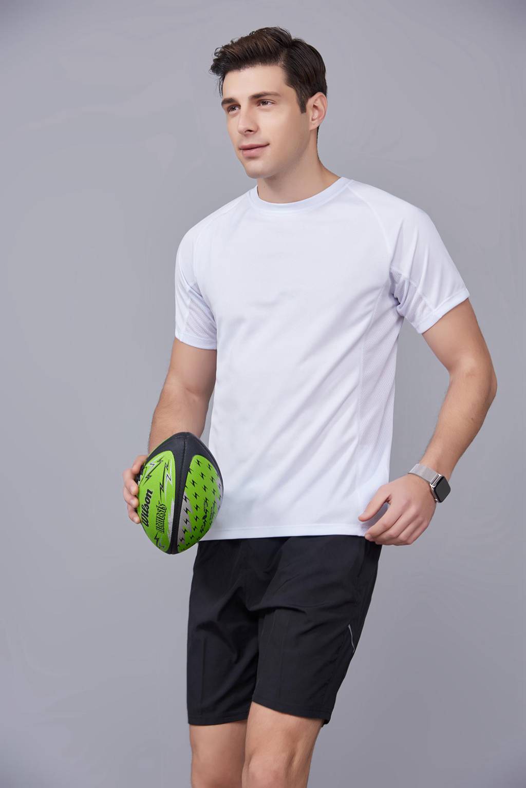 修身運動短袖 舒適透氣跑步訓(xùn)練速干T恤-白色