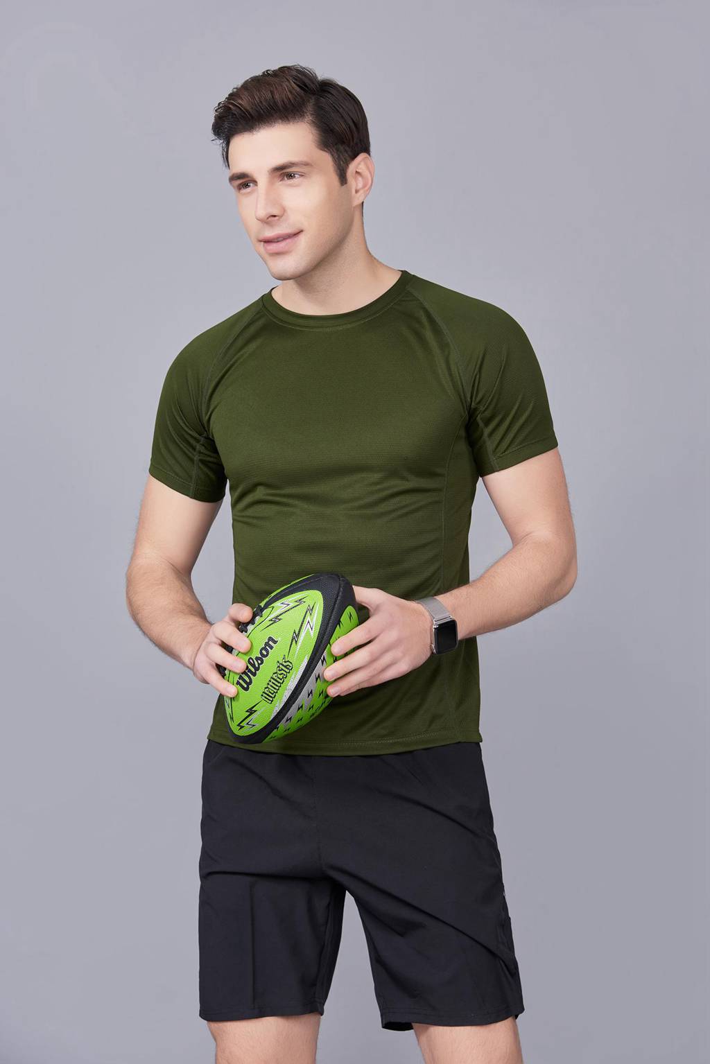 修身運(yùn)動(dòng)短袖 舒適透氣跑步訓(xùn)練速干T恤-軍紅色