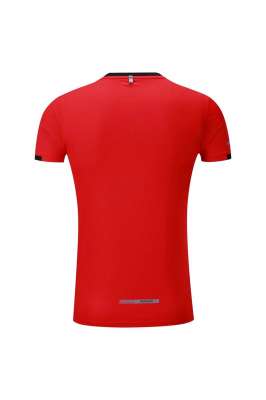 春夏新品 圓領(lǐng)短袖T恤 時尚運動文化衫 大紅色 3D效果圖