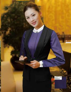 工服定制 高端酒店工服女士 藍(lán)色高端