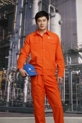 工服定制 耐磨工作服男士 橘色長(zhǎng)袖工
